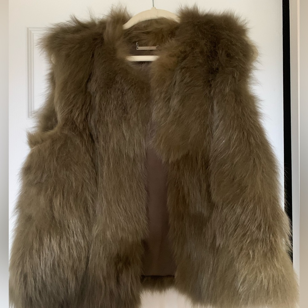 DVF Olive Green Fox Fur Vest